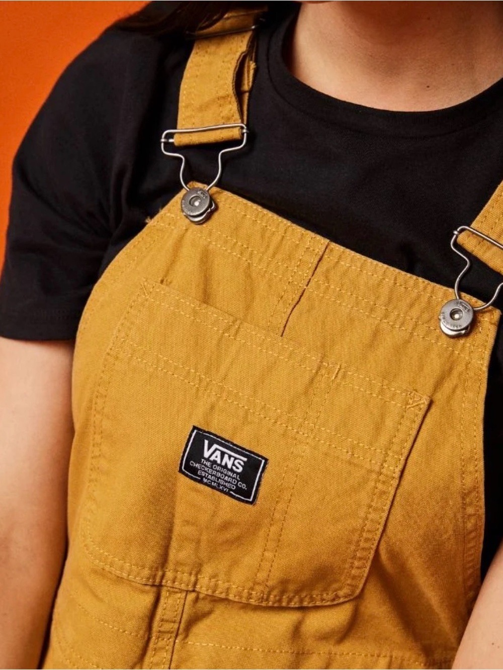 Vans Wood Thrush Ground Work Canvas Overalls Mustard Yellow M Perfect - Picture 9 of 9